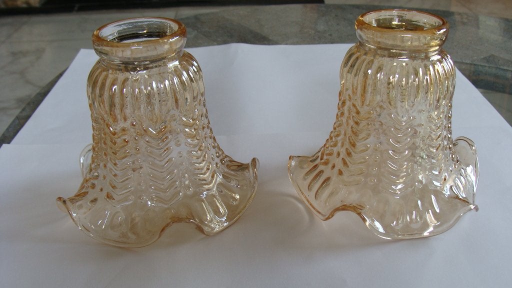 Lot 2 globes pour applique ou lustre, vintage, Enlèvement, Comme neuf, Verre, Autres types