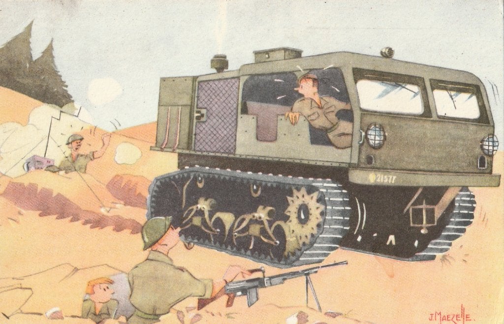 MILITAIR  HUMOR -  Tank rijd over Loopgracht, Collections, Cartes postales | Thème, Envoi, Affranchie, Autres thèmes