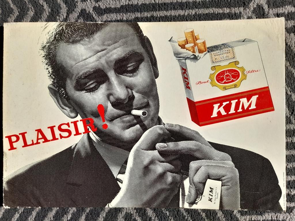 Karton reclame  -  Cigarettes Kim  -  Odon Warland, Verzamelen, Verzenden, Gebruikt