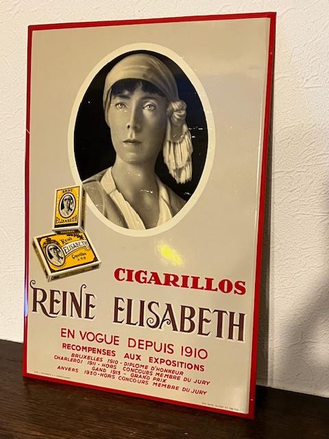 Blikken reclamebord Cigarillos Reine Elisabeth 1956, Verzamelen, Ophalen, Reclamebord