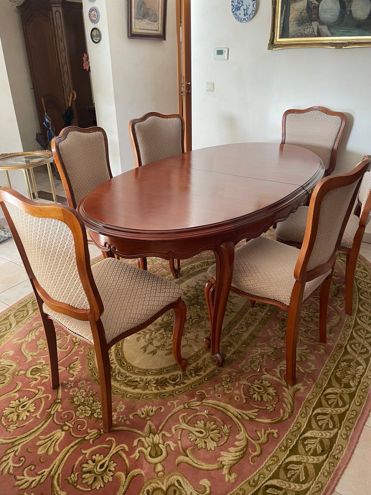 Eetplaats in kerselaar, Ophalen, Zo goed als nieuw, Klassiek, 4 tot 6 stoelen