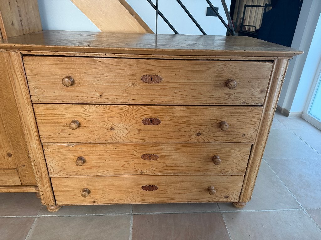 Antiek; grenen ladenkast, Ophalen, Gebruikt, 100 tot 150 cm, 100 tot 150 cm