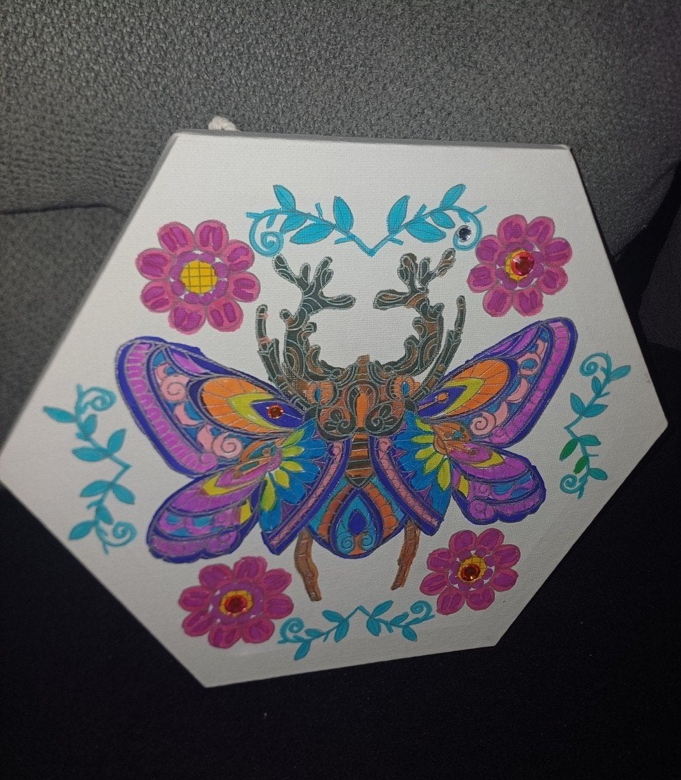 Canvas & schilderijen: handgekleurde mandala van een insect, Ophalen of Verzenden