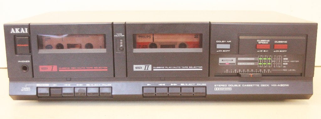 Akai HX-A301W Double Cassettedeck / Two Speed Dubbing, Ophalen of Verzenden, Dubbel, Akai, High speed dubbing