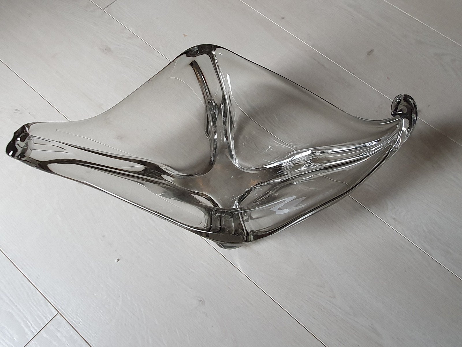 12€ Coupe à fruits en cristal nuances de gris, Enlèvement
