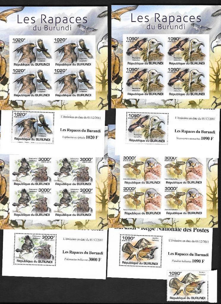 Timbres animaux oiseaux Burundi série, Verzenden, Postfris