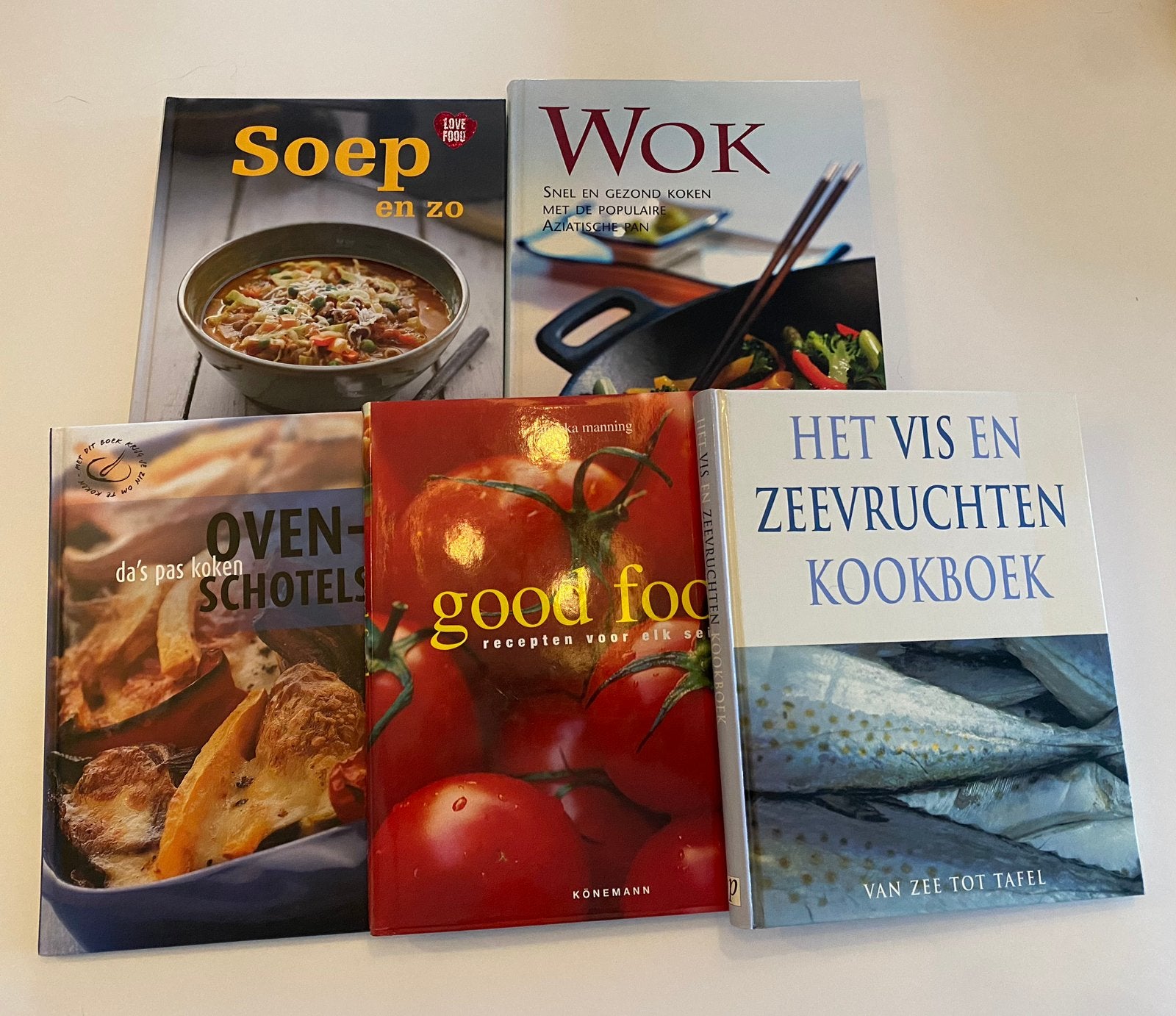 Lot van 5 kookboeken, Ophalen, Zo goed als nieuw