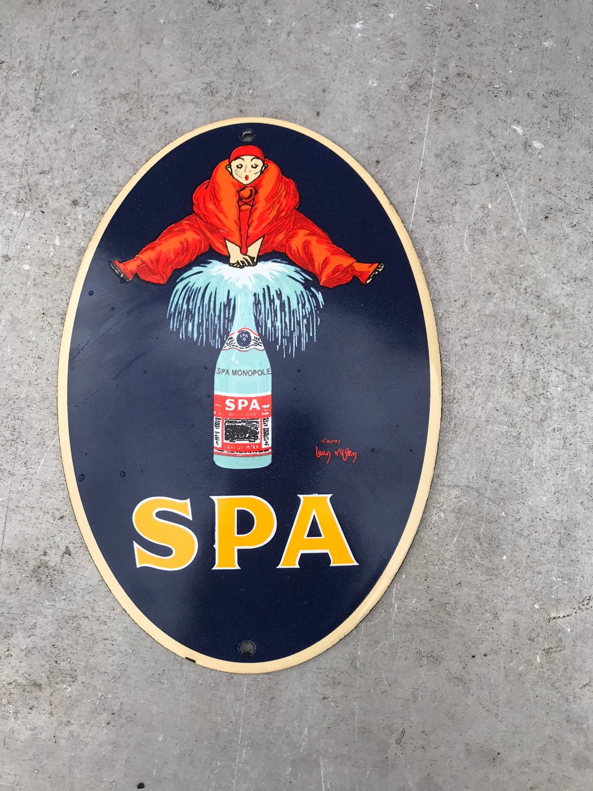 Panneau d'affichage en émail SPA, Enlèvement ou Envoi, Comme neuf, Panneau publicitaire