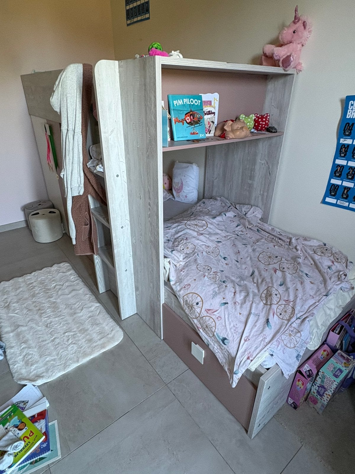 Stapelbed met opbergkast/ schuif, Huis en Inrichting, Slaapkamer | Stapelbedden en Hoogslapers, Ophalen, Stapelbed