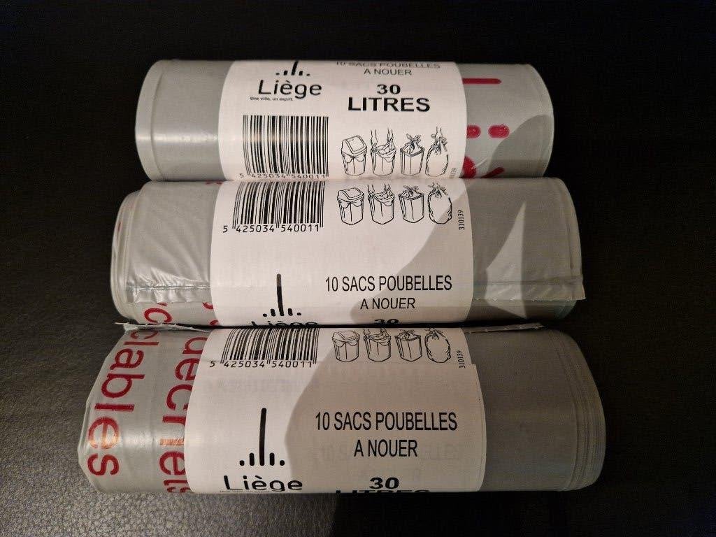 3x10 sacs 30L gris ville de Liège, Maison & Meubles, Accessoires pour la Maison | Poubelles, Enlèvement, Neuf