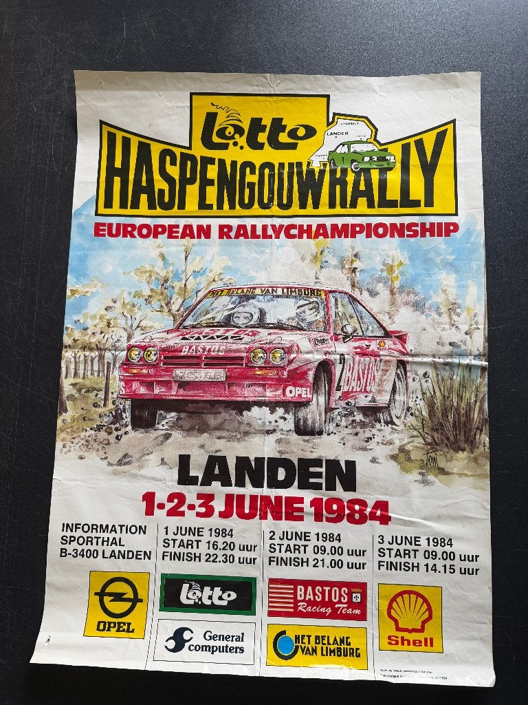 poster 1984 Haspengouw rally Opel Manta Guy Colsoul, Ophalen of Verzenden, Gebruikt, Auto's