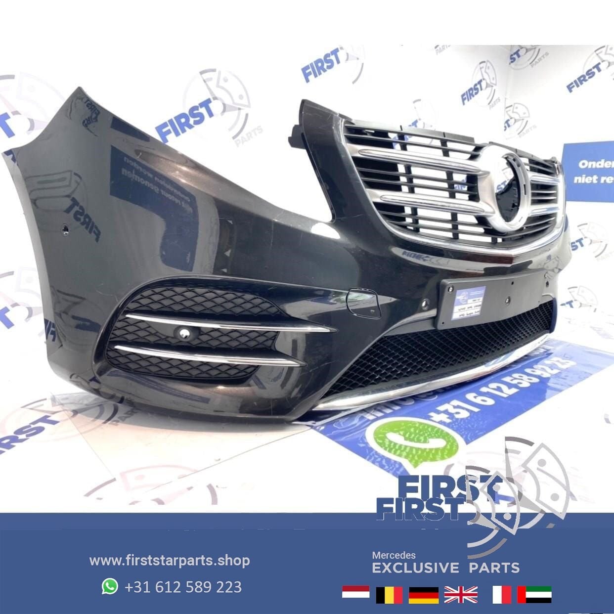 W447 VITO / V KLASSE AMG VOORBUMPER COMPLEET ZWART ORIGINEEL, Utilisé, -, Avant, -