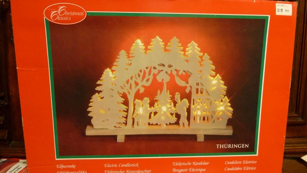 Kerstversiering - houten elektrische kandelaar, Diversen, Ophalen of Verzenden, Zo goed als nieuw