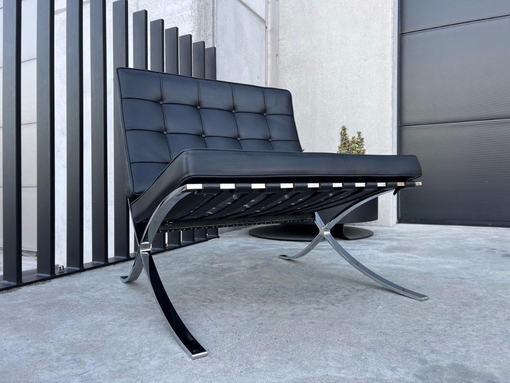 Knoll Barcelona fauteuil, Huis en Inrichting, Fauteuils, Zo goed als nieuw, Leer, Metaal, Verzenden