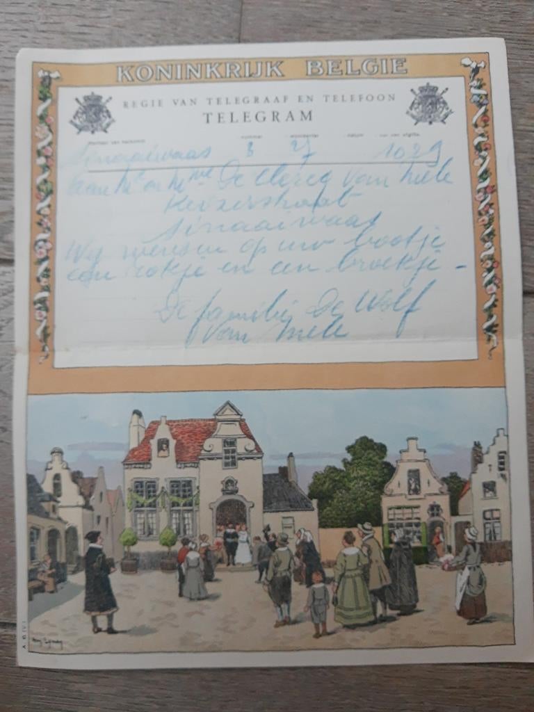 Beschreven telegram 1932 - Sinaai-Waas, Ophalen of Verzenden