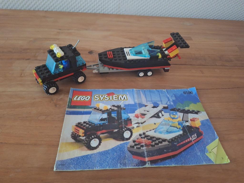 lego town jeep met boot 6596, Ophalen of Verzenden, Gebruikt, Complete set, Lego