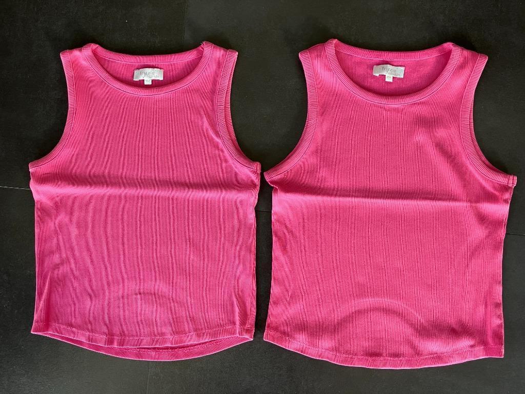 2x roze topje van Frizzle (Bel & Bo) - maat 152 (tweeling), Enlèvement ou Envoi, Chemise ou À manches longues, Frizzle by Bel & Bo