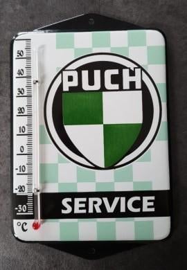 Puch emaillen reclame thermometer en andere retro reclame, Collections, Marques & Objets publicitaires, Comme neuf, Ustensile