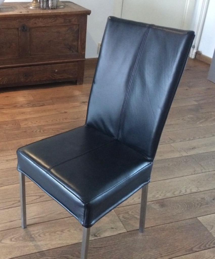 Stoelen eetkamer, Huis en Inrichting, Stoelen, Ophalen, Zwart, Leer, Zo goed als nieuw