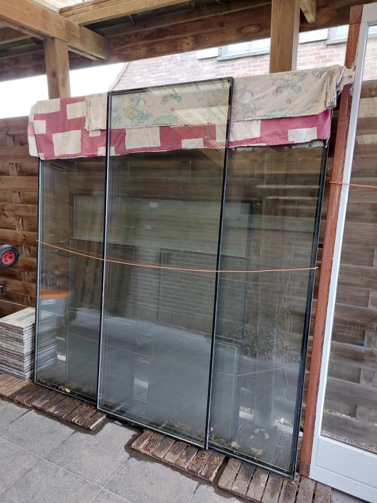 Zonwerende dubbelglas vensters, Ophalen, Gevelraam of Ruit, Gebruikt, 160 cm of meer