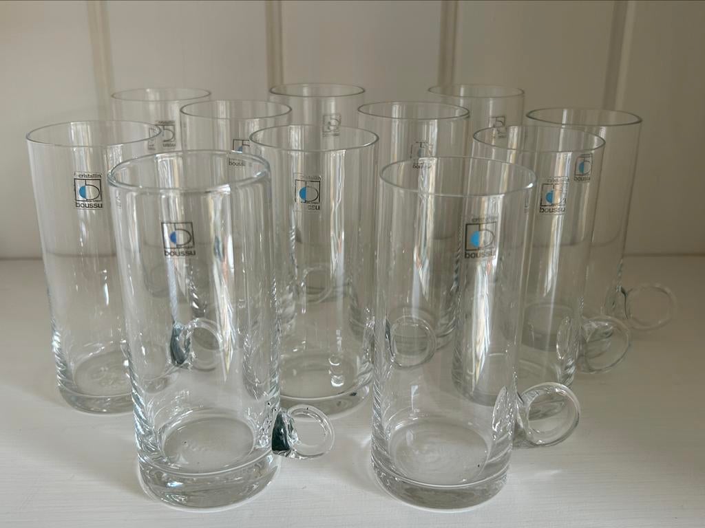Lot de 11 verres à thé en cristal Boussu, Enlèvement