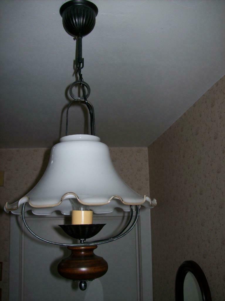 2 landelijke hanglampen, Huis en Inrichting, Ophalen of Verzenden, Gebruikt, Hout