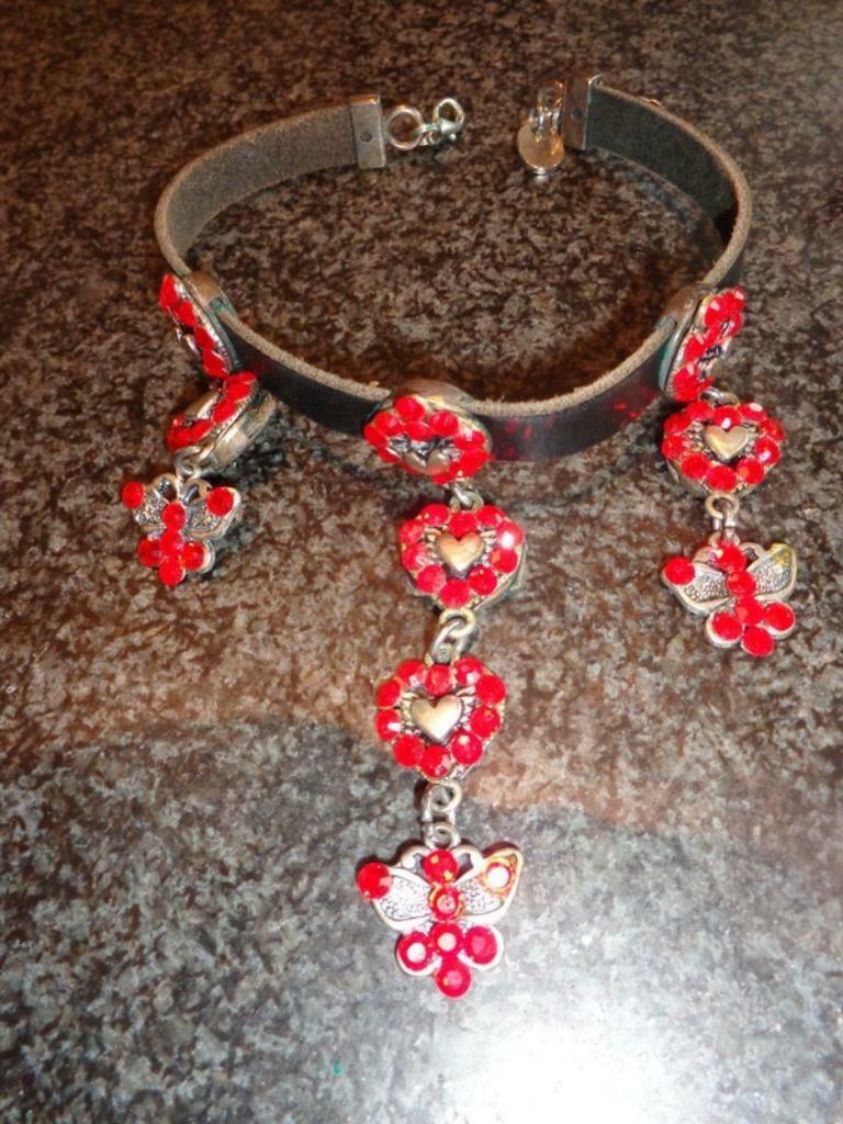 Halsketting, Bijoux, Sacs & Beauté, Colliers, Rouge, Enlèvement ou Envoi, Comme neuf, Avec cristal