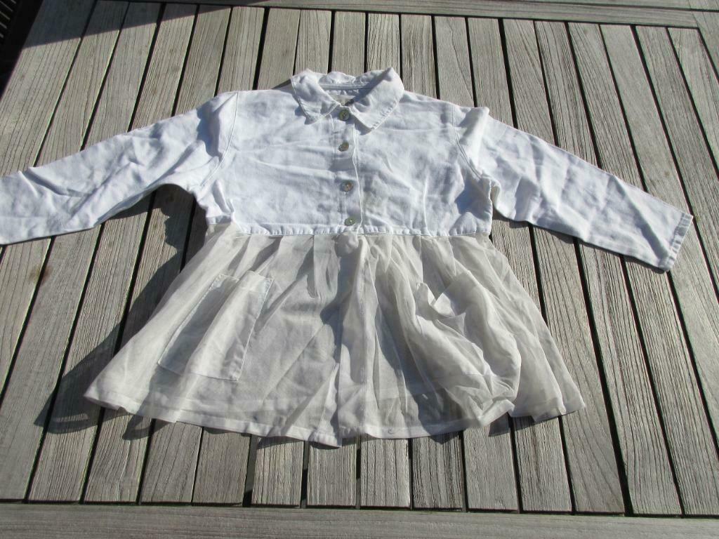 Feestelijke witte bloes, maat 128, Enlèvement, Utilisé, Fille, Chemise ou Chemisier