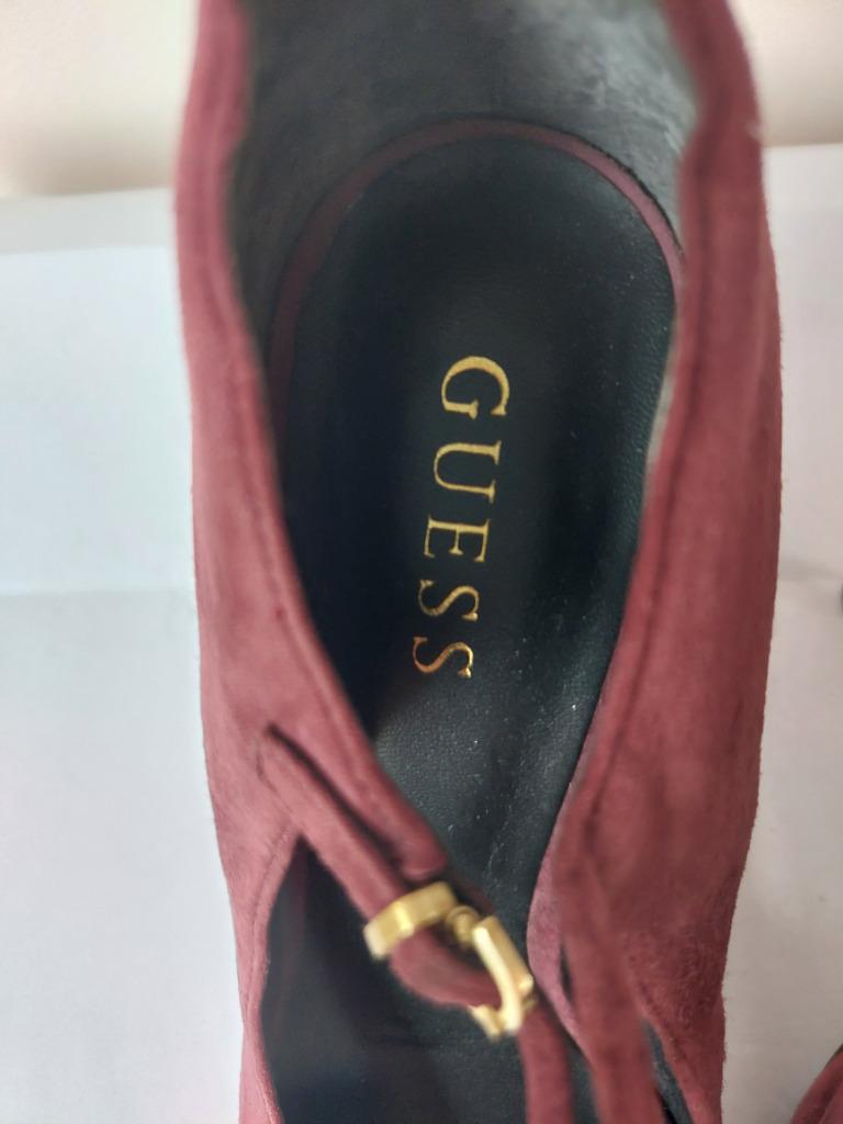 777B* GUESS sexy escarpins peep toe bordeaux cuir (39,5), Guess, Autres couleurs, Escarpins, Porté