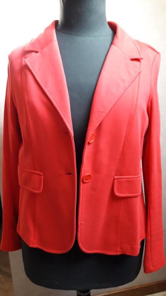 Rood stoffen vestje of blazer maat L 42, Ophalen of Verzenden, Zo goed als nieuw, Maat 42/44 (L), Rood