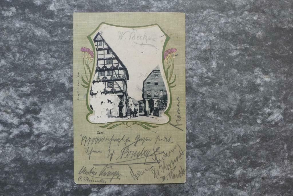 Postkaart 7/12/1903 Soest Rose, Duitsland, Verzamelen, Ophalen of Verzenden, Voor 1920, Gelopen, Duitsland