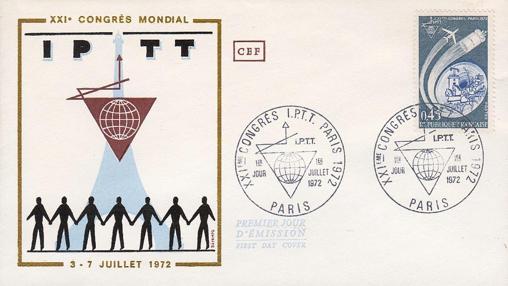 1972 - FRANCIA - FDC Int. Congrès postal [Y&T 1721], Envoi, Non oblitéré