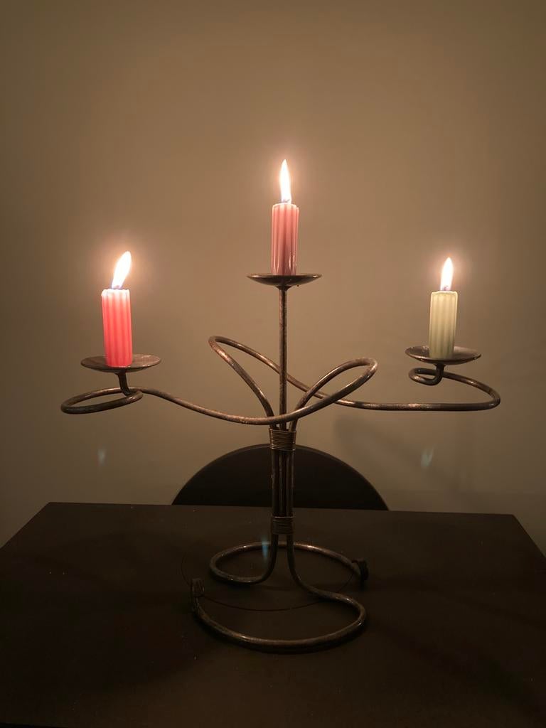 Decoratieve smeedijzeren kandelaar, Enlèvement, Comme neuf, Chandelier