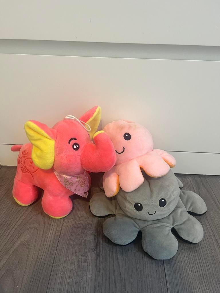 Lot de 3 peluches, Enlèvement ou Envoi, Utilisé, Éléphant