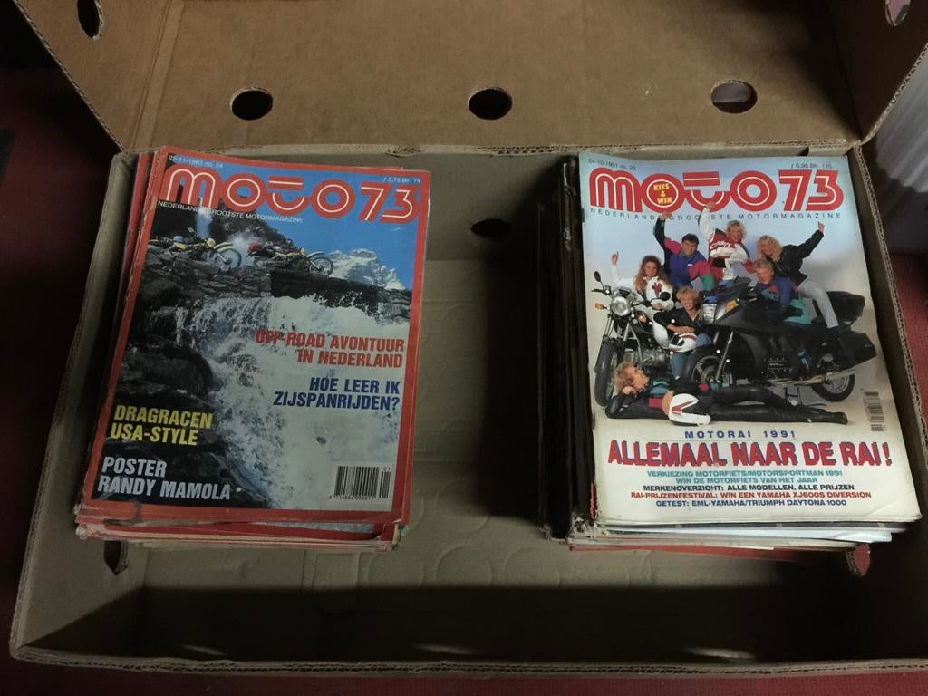 116 Tijdschriften van moto 73 van de jaren 1974 tot 2001, Boeken, Ophalen, Zo goed als nieuw