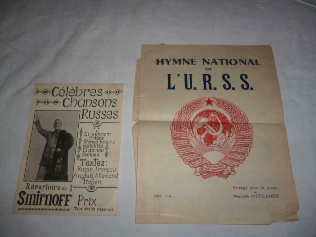 2 partitions musique ancienne Hymne National de l'U.R.S.S., Enlèvement ou Envoi, Utilisé