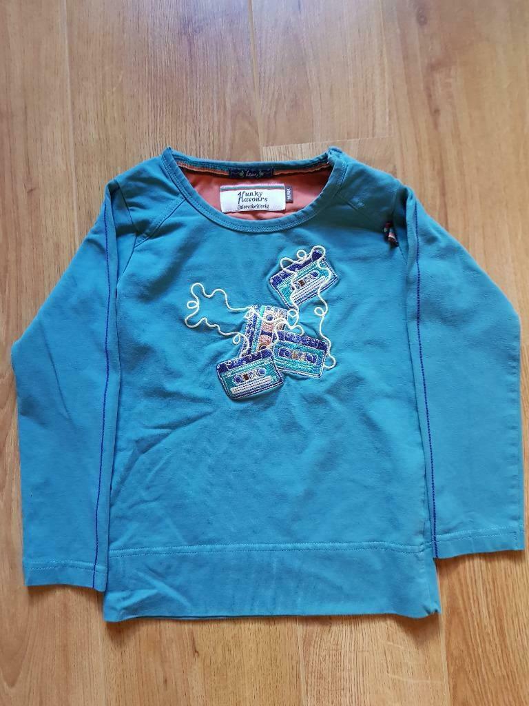 4FF longsleeve blauw cassette 98-104, Garçon ou Fille, Enlèvement ou Envoi, Chemise ou À manches longues, Comme neuf