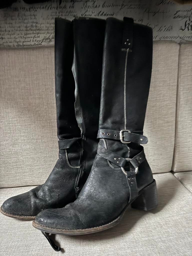 Hoge lederen laarzen maat 41, Enlèvement, Porté, Bottes hautes, Noir