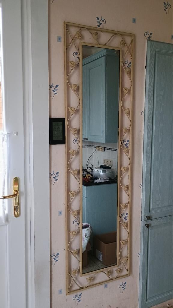 Spiegelcontouren witte smeedijzeren bloemendecoratie 170/50, Huis en Inrichting, Ophalen