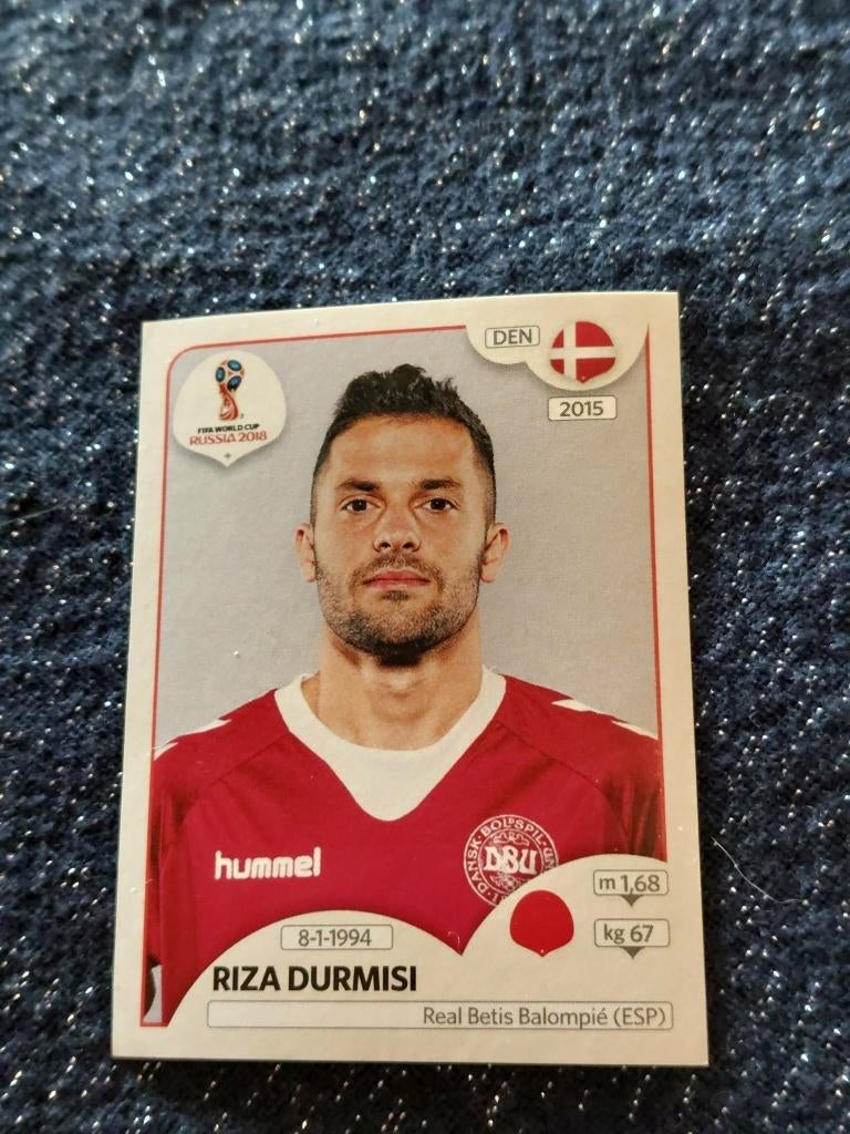 Panini/sticker/Riza Durmisi/Denemarken/WK 2018, Verzenden, Nieuw, Poster, Plaatje of Sticker