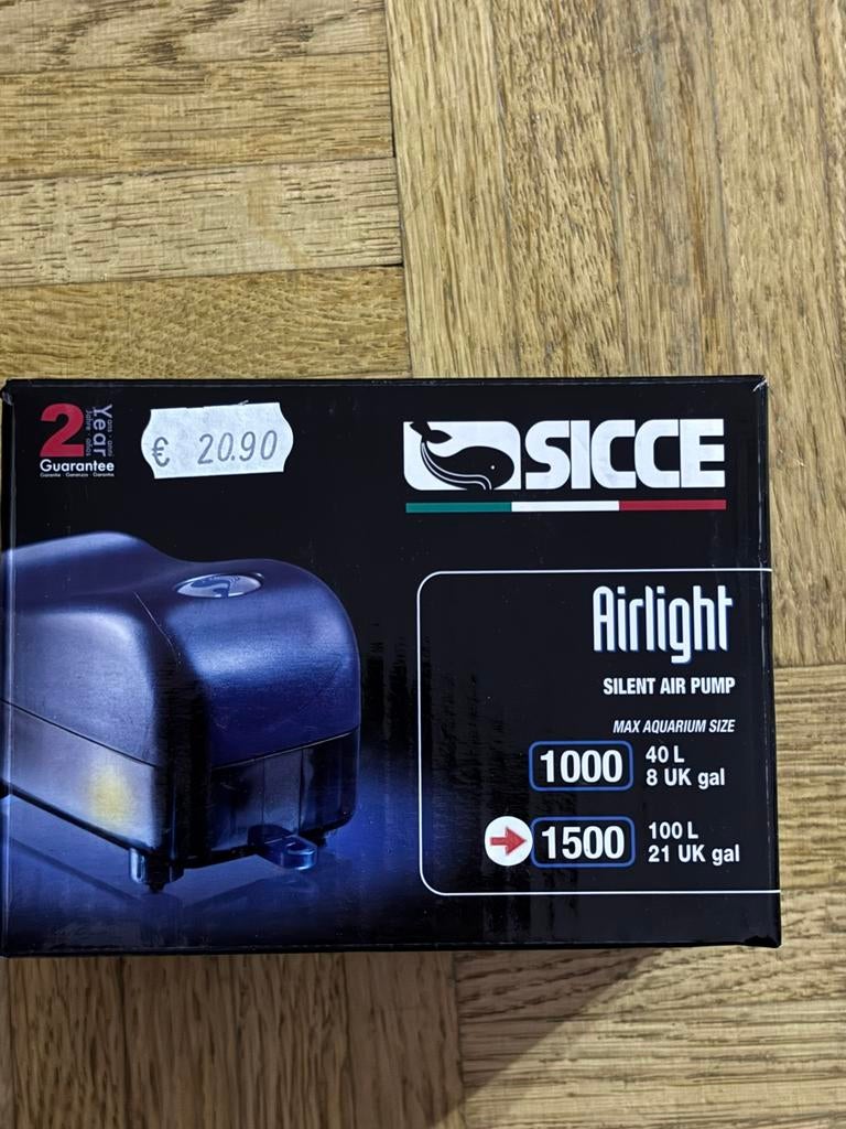 Sicce Luchtpomp Airlight 1500 1x90 l/h NIEUW, Dieren en Toebehoren, Vissen | Aquaria en Toebehoren, Ophalen of Verzenden, Nieuw