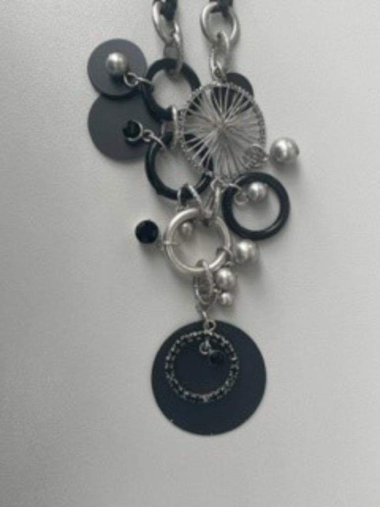 Halsketting zwart/parels/metaal/nieuw, Ophalen, Nieuw, Zwart, Met strass