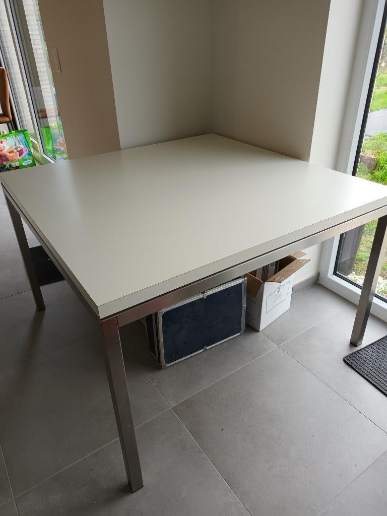 Tafel, Huis en Inrichting, Tafels | Eettafels, Ophalen, Gebruikt, Vierkant, Vijf personen of meer