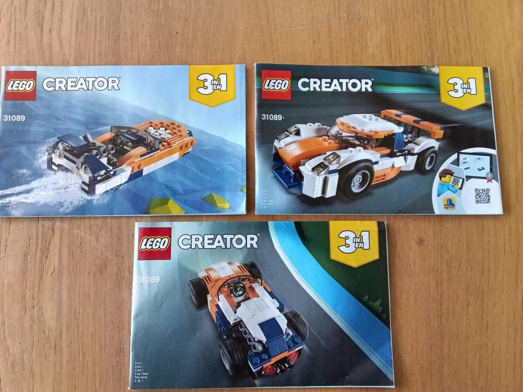 Lego 31089: zonsondergang baanracer, racewagen of speedboot, Ophalen of Verzenden, Zo goed als nieuw, Lego