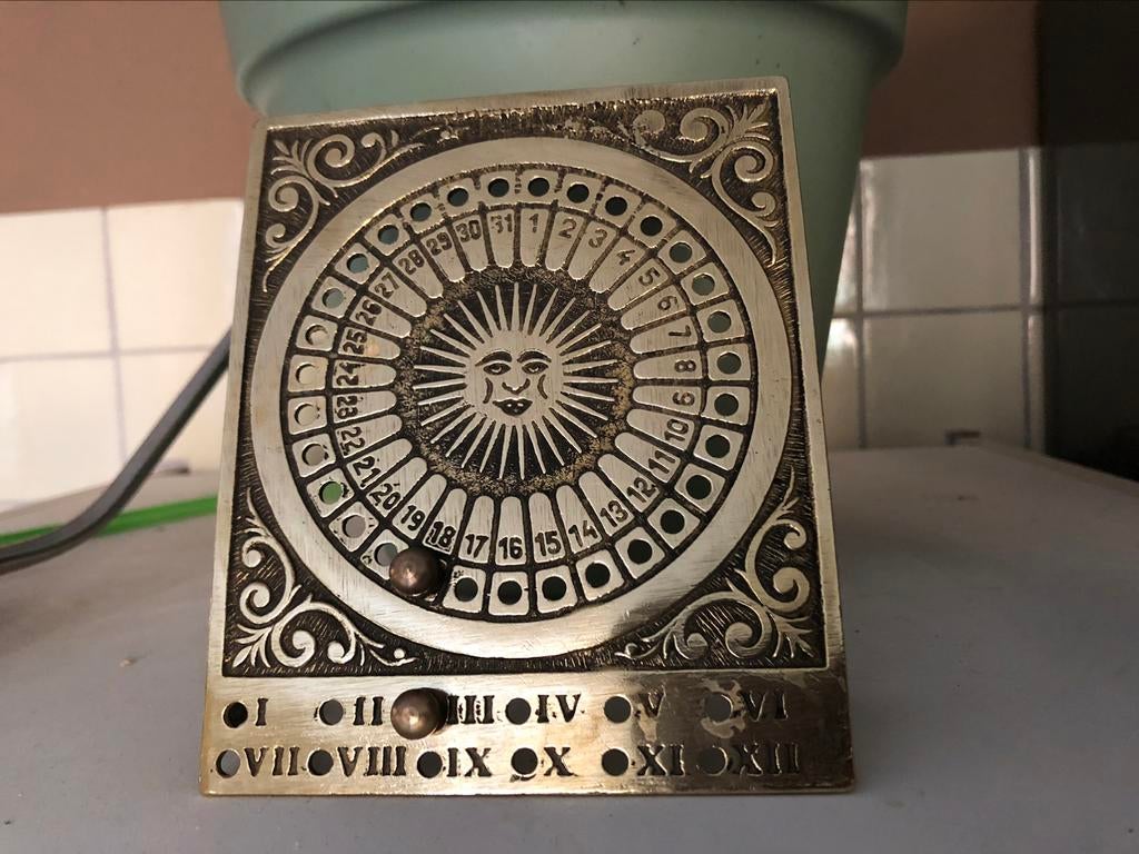 Koperen/messing eeuwigdurende kalender vintage antiek, Antiek en Kunst, Ophalen of Verzenden