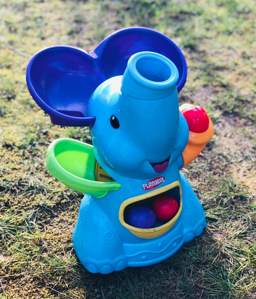 jouet enfant bébé éléphant elefun aéroballe bleu playskool