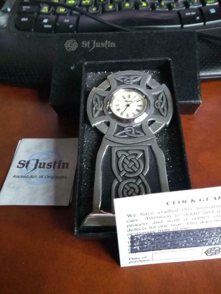 Sint Justin collectie klokje Keltisch, Ophalen of Verzenden, Nieuw, Analoog, Wekker of Tafelklok