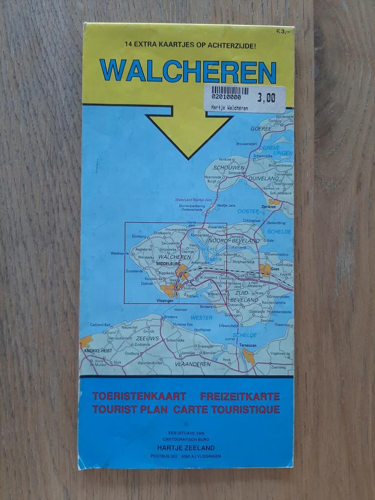 Toeristenkaart Walcheren, Boeken, Atlassen en Landkaarten, Ophalen of Verzenden, Zo goed als nieuw, Nederland, Overige typen