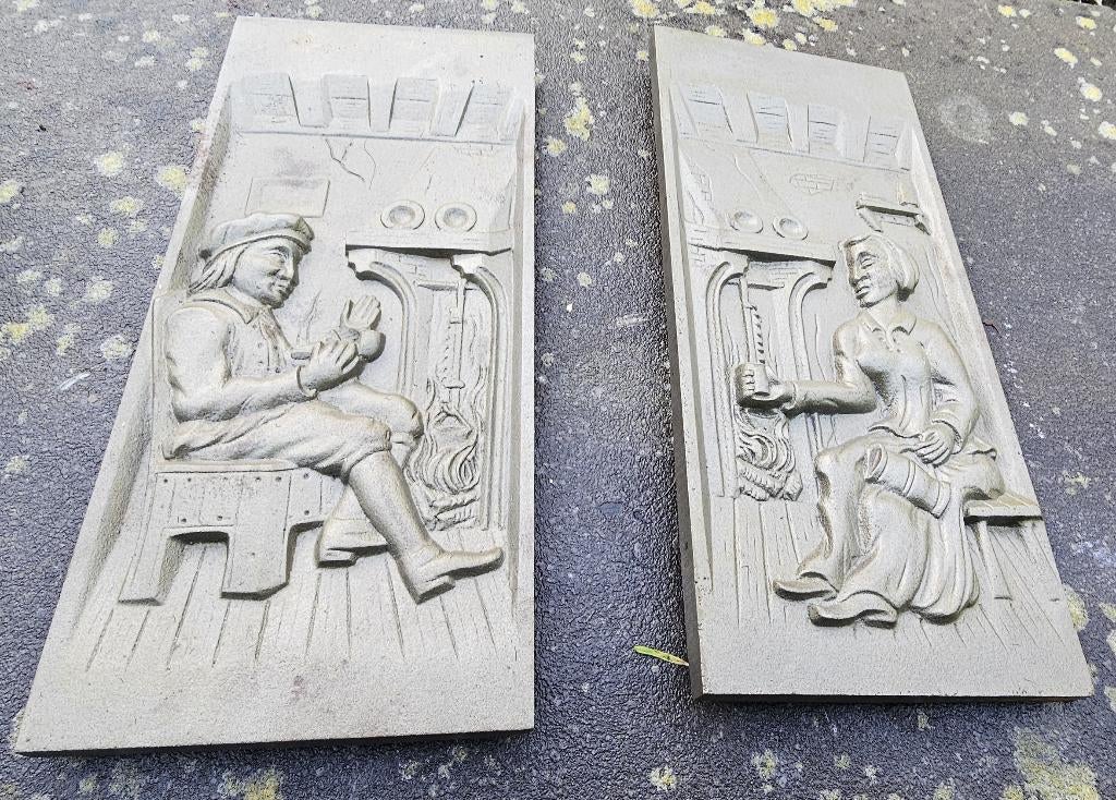 Antieke gietijzeren openhaard decoratie, Huis en Inrichting, Haarden, Zo goed als nieuw, Houthaard, Ophalen