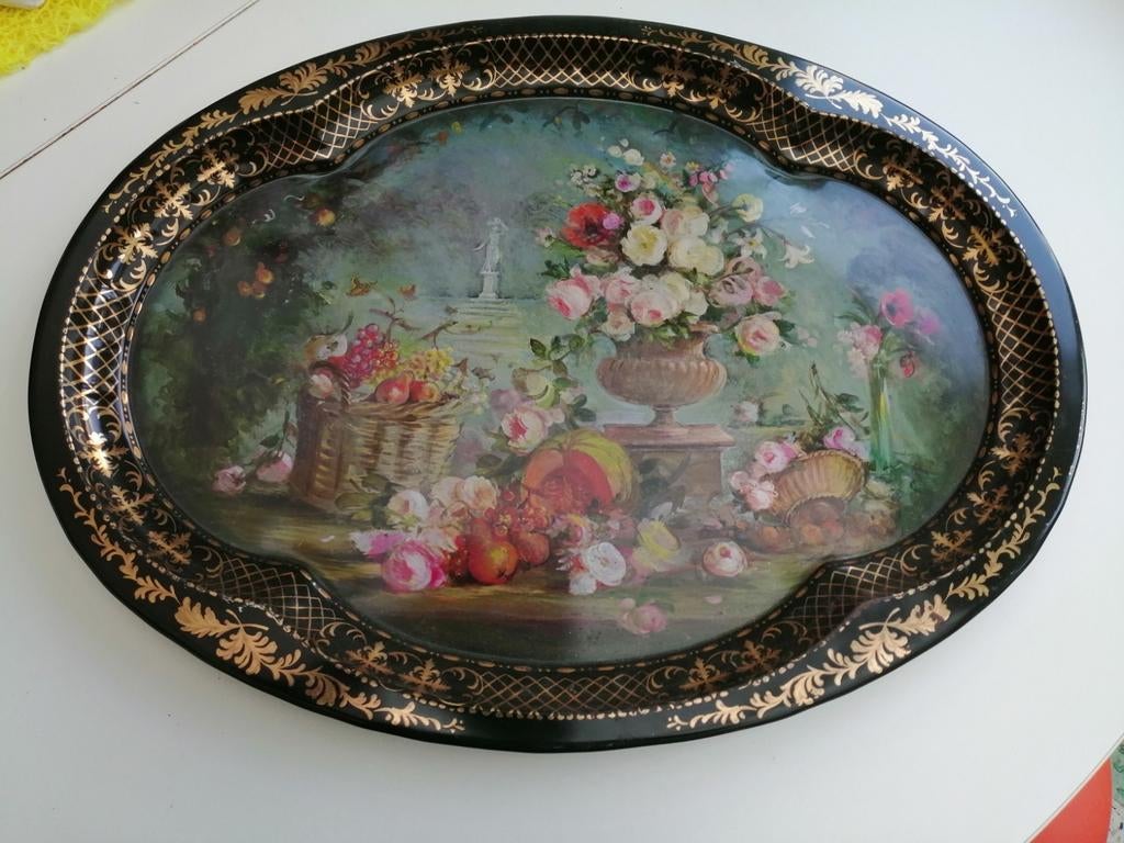 Engels dienblad, vintage, in perfecte staat, Huis en Inrichting, Woonaccessoires | Dienbladen, Zo goed als nieuw, Metaal, Ovaal